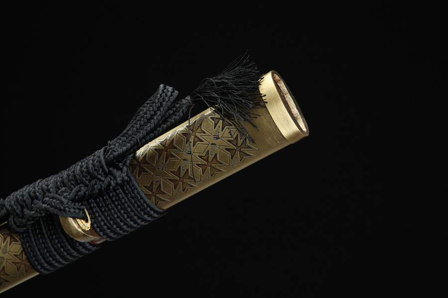 Samurai Sword/Katana with Star Pattern Brass Sheath - Tri-color Copper Gold Snake Sword | 103cm / 40.55inch | Hand-forged pattern steel - Image 12