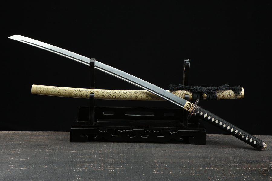 Samurai Sword/Katana with Star Pattern Brass Sheath - Tri-color Copper Gold Snake Sword | 103cm / 40.55inch | Hand-forged pattern steel - Image 4
