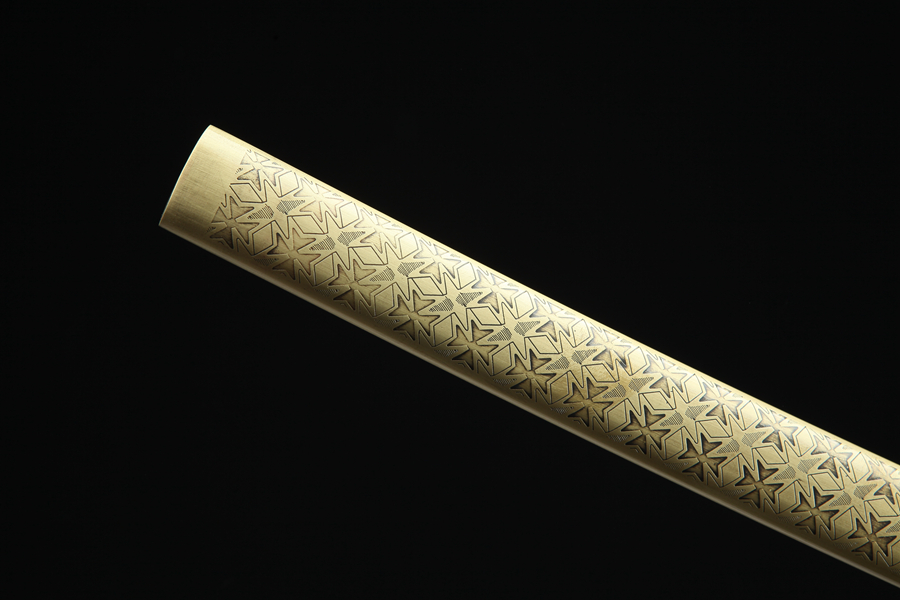 Samurai Sword/Katana with Star Pattern Brass Sheath - Tri-color Copper Gold Snake Sword | 103cm / 40.55inch | Hand-forged pattern steel - Image 6