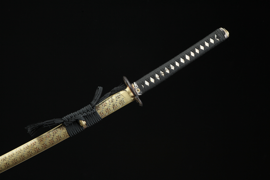 Samurai Sword/Katana with Star Pattern Brass Sheath - Tri-color Copper Gold Snake Sword | 103cm / 40.55inch | Hand-forged pattern steel - Image 8