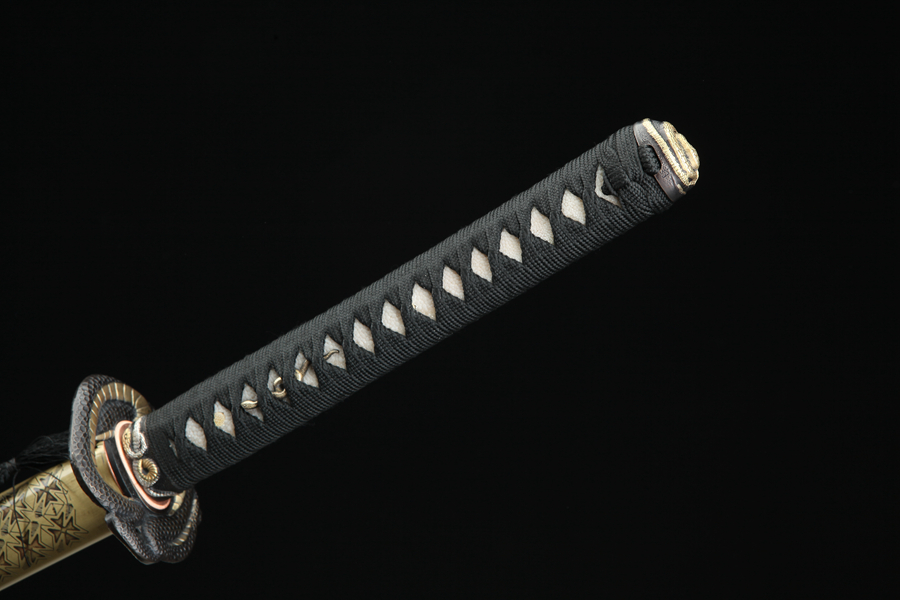 Samurai Sword/Katana with Star Pattern Brass Sheath - Tri-color Copper Gold Snake Sword | 103cm / 40.55inch | Hand-forged pattern steel - Image 10