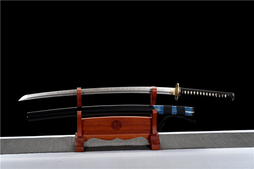 Samurai Sword/Katana 26 Inch Pattern Steel Burnished Blade 'Carp Leaping Over Dragon Gate' | 103cm / 40.55inch | Hand-forged and folded hundred-refined steel, clay tempered