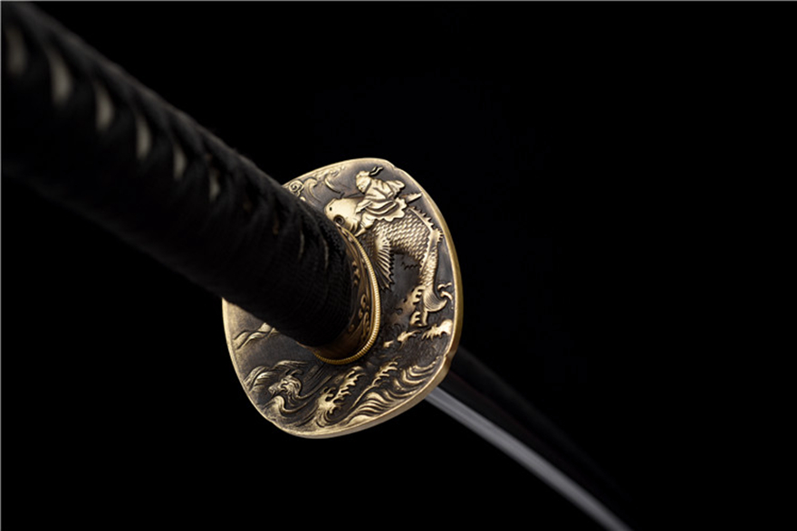 Samurai Sword/Katana 26 Inch Pattern Steel Burnished Blade 'Carp Leaping Over Dragon Gate' | 103cm / 40.55inch | Hand-forged and folded hundred-refined steel, clay tempered - Image 6
