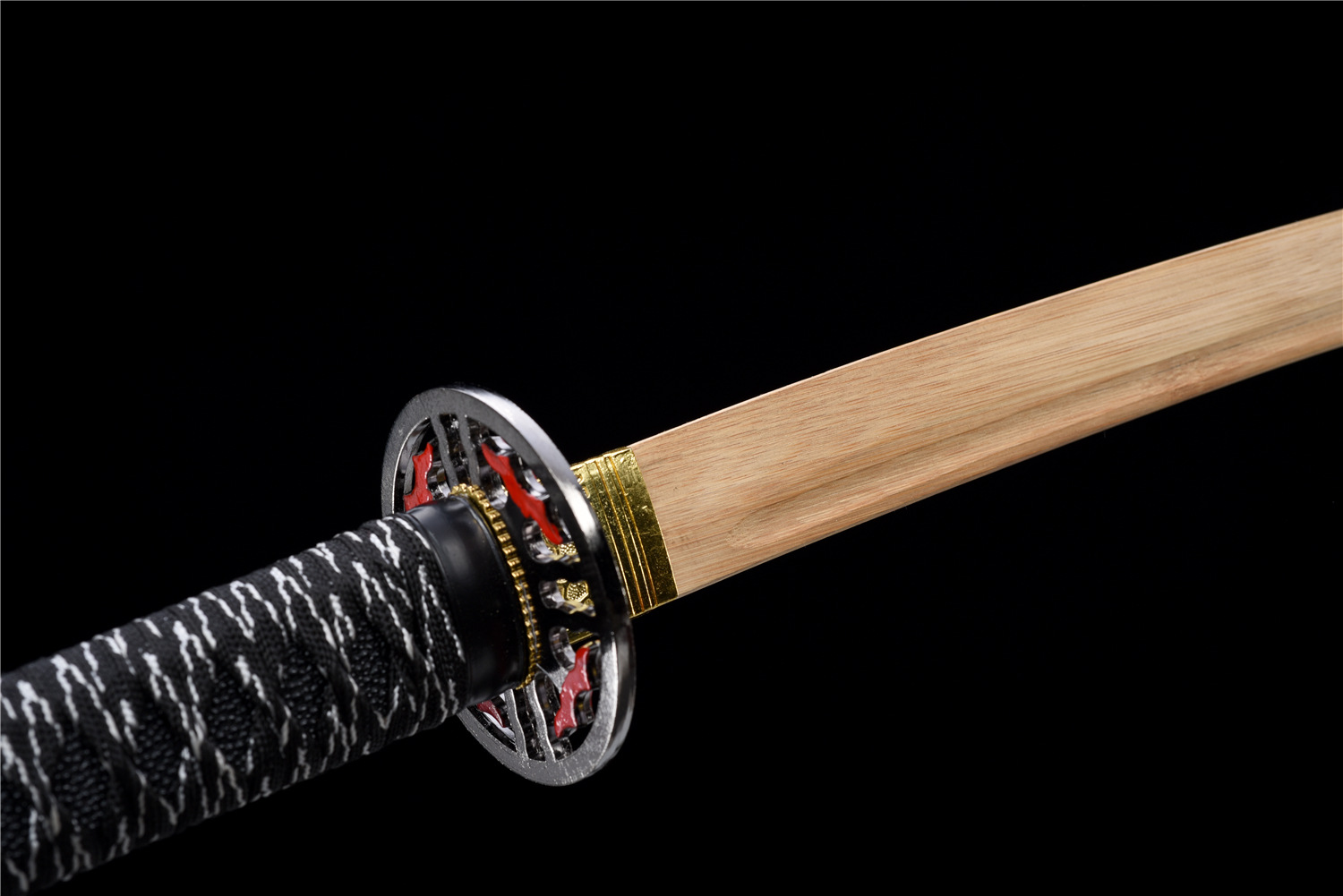 Integrated Iaido Katana Bamboo Wooden Sword with Scabbard for Kendo and Martial Arts Training - Image 3